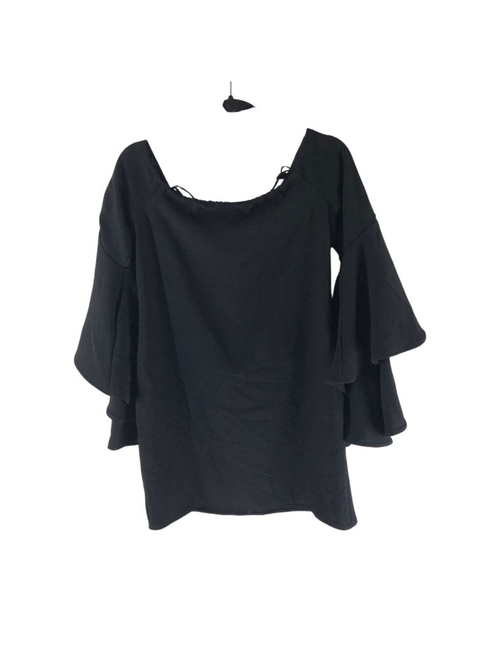 Backstage Mini Dress Off Shoulder Bell Sleeve Ruffle Black XS